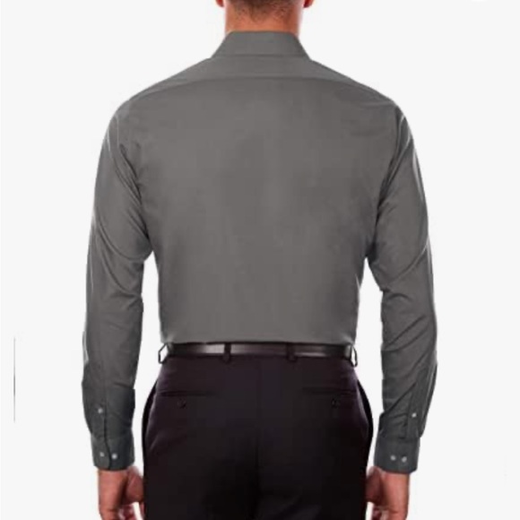 Van Heusen Men Regular Fit Long Sleeve Gray Dress Shirt Lux Sateen 17 1/2 34/35 - Picture 2 of 12